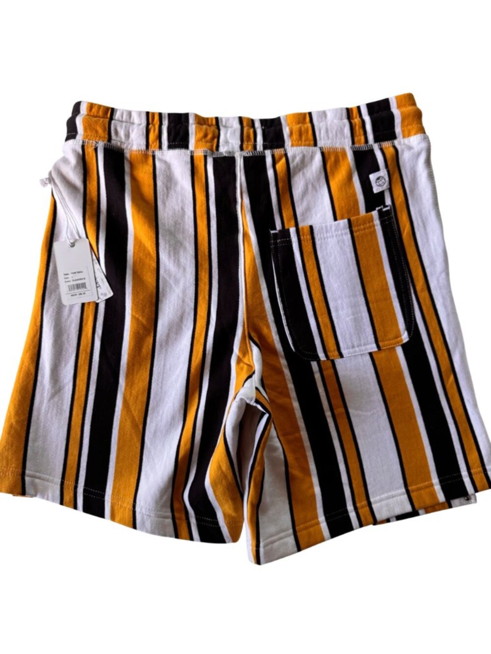 Free Planet Mens Striped Lounge Shorts Black & Gold Knit Large Cotton Blend New - Picture 4 of 15